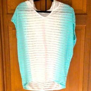 Semi sheer sport hooded shirt